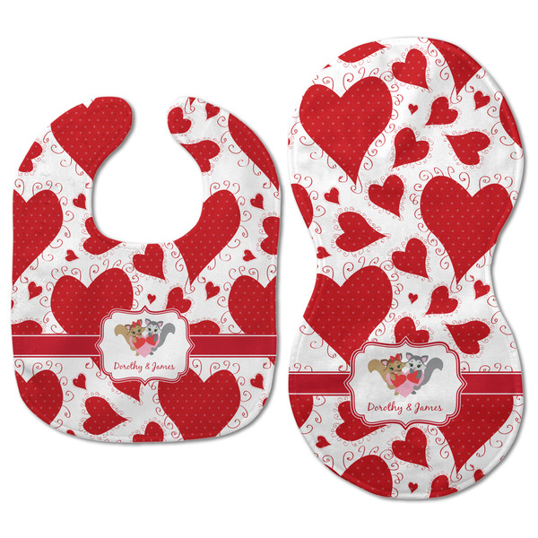 Cute Squirrel Couple Baby Bib & Burp Set - Approval (new bib & burp)