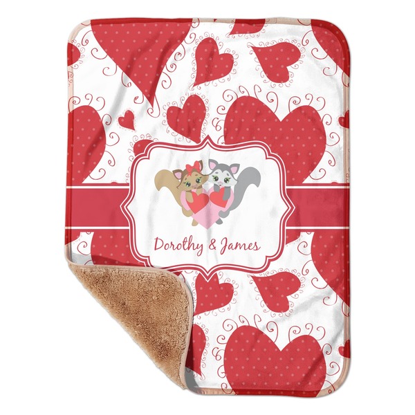 Custom Cute Squirrel Couple Sherpa Baby Blanket - 30" x 40" w/ Couple's Names