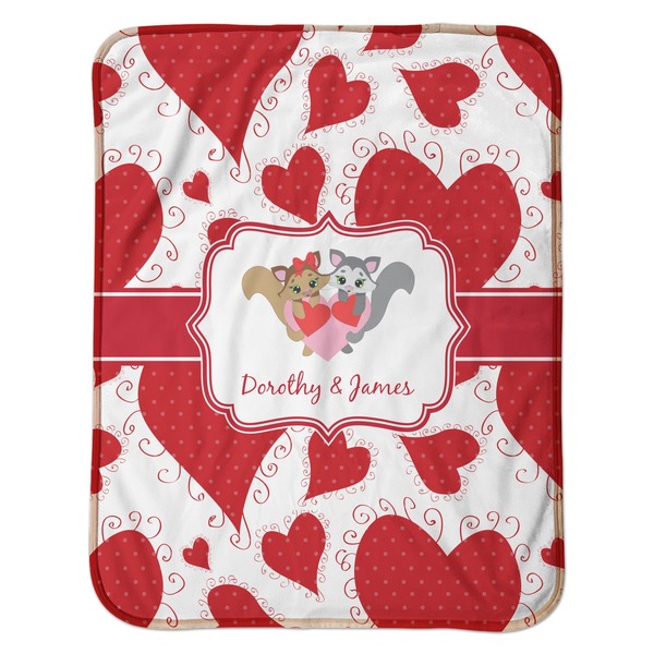 Cute Squirrel Couple Baby Sherpa Blanket - Flat