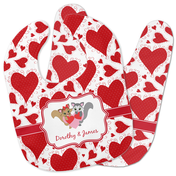 Custom Cute Squirrel Couple Baby Bib w/ Couple's Names