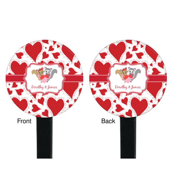 Cute Squirrel Couple Black Plastic 7" Stir Stick - Double Sided - Round - Front & Back