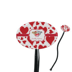 Cute Squirrel Couple 7" Oval Plastic Stir Sticks - Black - Double Sided (Personalized)