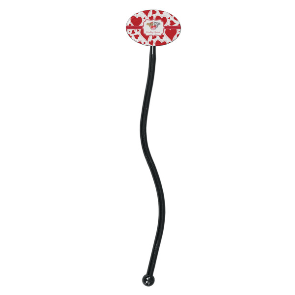 Cute Squirrel Couple Black Plastic 7" Stir Stick - Oval - Single Stick