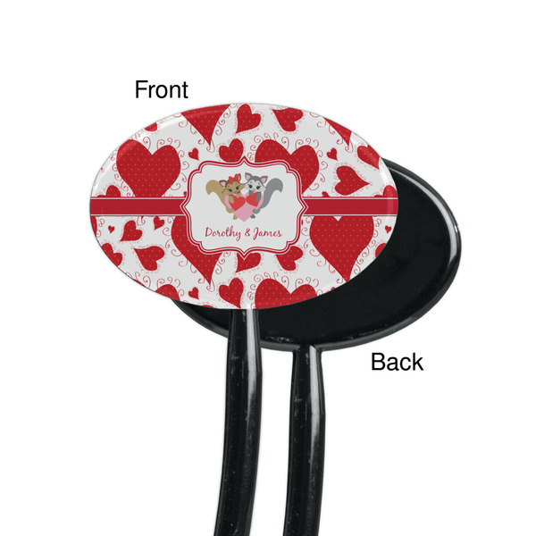 Cute Squirrel Couple Black Plastic 7" Stir Stick - Single Sided - Oval - Front & Back