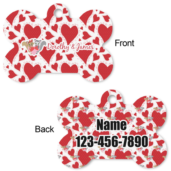 Cute Squirrel Couple Bone Shaped Dog ID Tag - Large - Approval