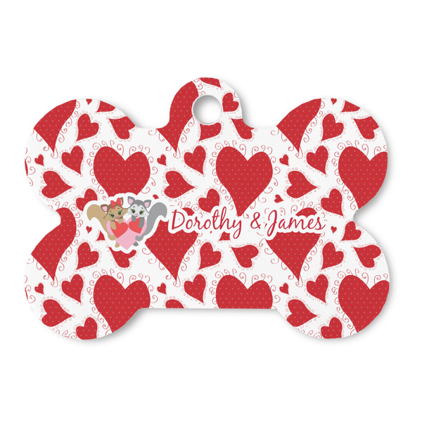 Custom Cute Squirrel Couple Bone Shaped Dog ID Tag (Personalized)