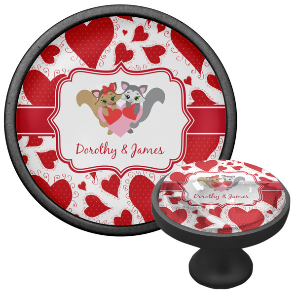 Cute Squirrel Couple Cabinet Knob - Black - Multi Angle