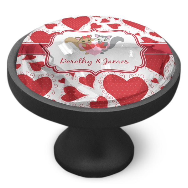 Cute Squirrel Couple Cabinet Knob - Black - Side