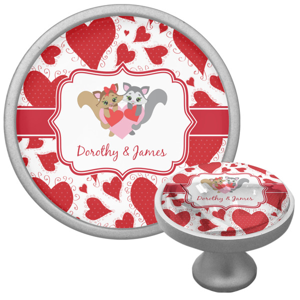 Custom Cute Raccoon Couple Cabinet Knob (Silver) (Personalized)