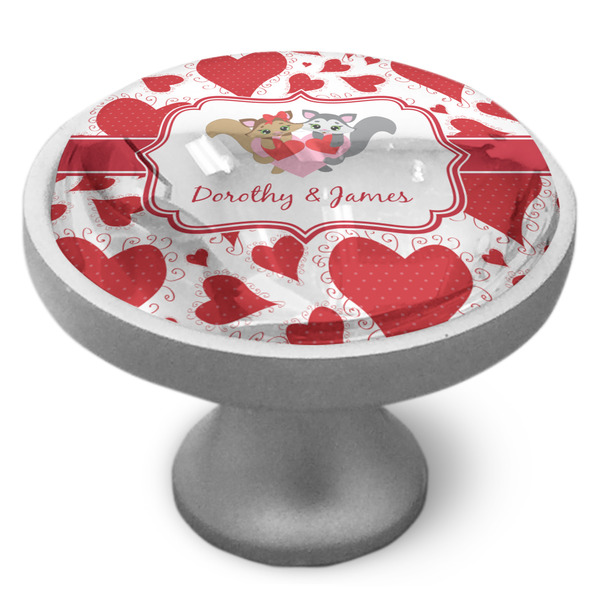 Cute Squirrel Couple Cabinet Knob - Nickel - Side