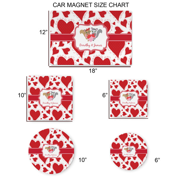Cute Squirrel Couple Car Magnets - SIZE CHART