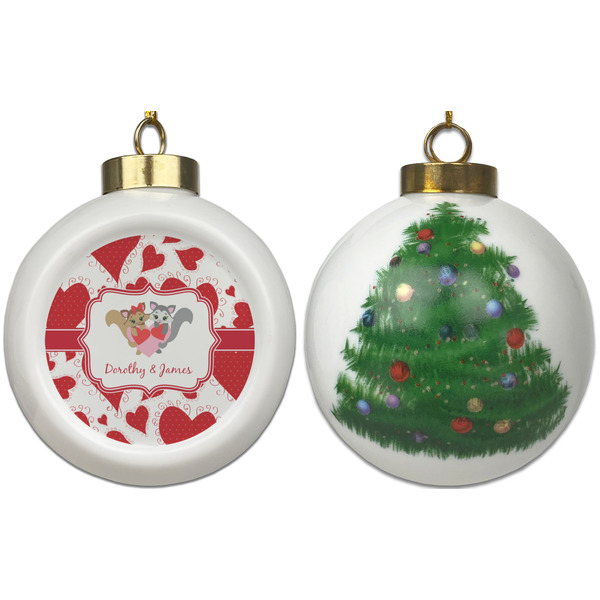 Cute Squirrel Couple Ceramic Christmas Ornament - X-Mas Tree (APPROVAL)