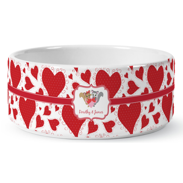 Cute Squirrel Couple Ceramic Dog Bowl - Medium - Front