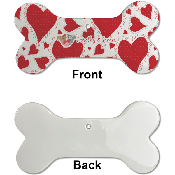 Cute Squirrel Couple Ceramic Flat Ornament - Bone Front & Back Single Print (APPROVAL)