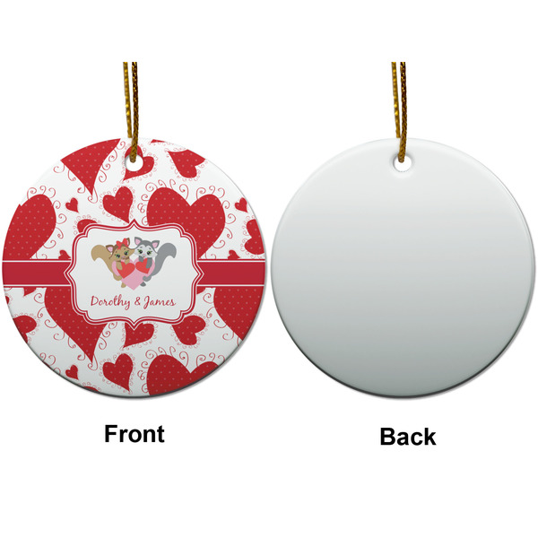 Cute Squirrel Couple Ceramic Flat Ornament - Circle Front & Back (APPROVAL)