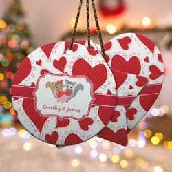 Cute Squirrel Couple Ceramic Ornament w/ Couple's Names