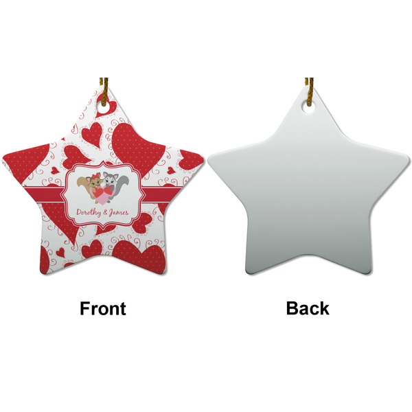 Cute Squirrel Couple Ceramic Flat Ornament - Star Front & Back (APPROVAL)
