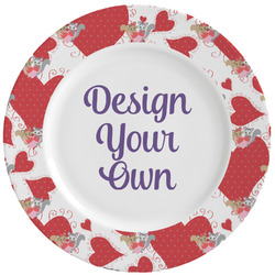 Cute Raccoon Couple Ceramic Dinner Plates (Set of 4) (Personalized)