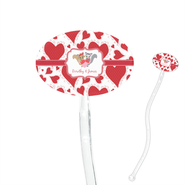 Custom Cute Squirrel Couple 7" Oval Plastic Stir Sticks - Clear (Personalized)