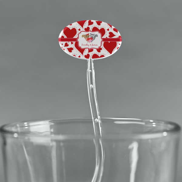 Cute Squirrel Couple Clear Plastic 7" Stir Stick - Oval - Main