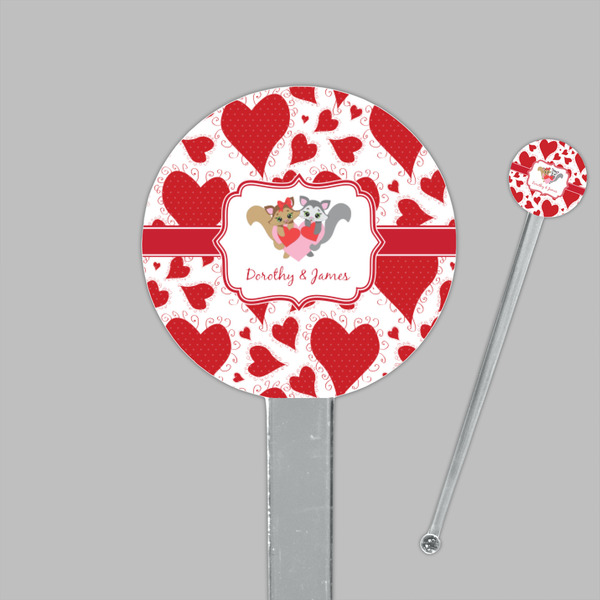 Cute Squirrel Couple Clear Plastic 7" Stir Stick - Round - Closeup