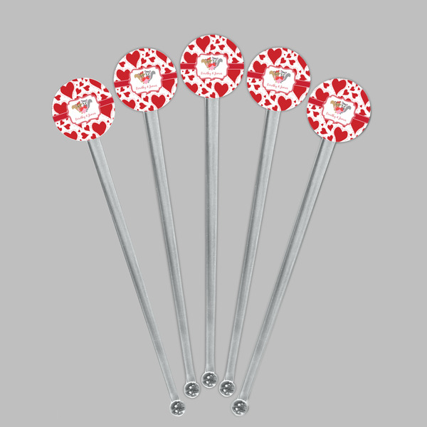 Cute Squirrel Couple Clear Plastic 7" Stir Stick - Round - Fan View