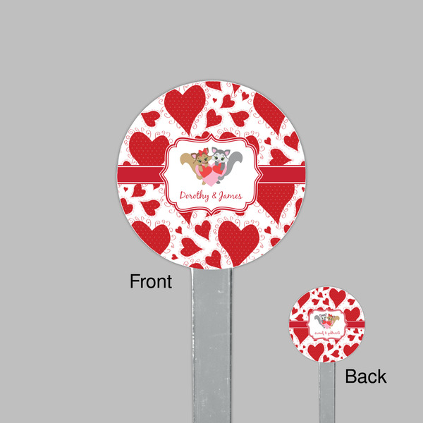 Cute Squirrel Couple Clear Plastic 7" Stir Stick - Round - Front & Back