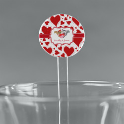 Cute Squirrel Couple 5.5" Round Plastic Stir Sticks - Clear (Personalized)