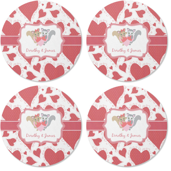 Cute Squirrel Couple Coaster Round Rubber Back - Apvl