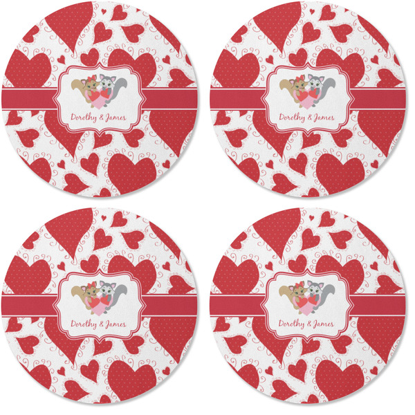 Cute Squirrel Couple Coaster Round Rubber Back - Apvl