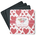 Cute Squirrel Couple Square Rubber Backed Coasters - Set of 4 (Personalized)