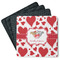 Cute Squirrel Couple Square Rubber Backed Coasters - Set of 4 (Personalized)