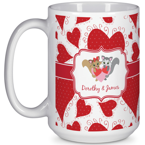 Custom Cute Squirrel Couple 15 Oz Coffee Mug - White (Personalized)