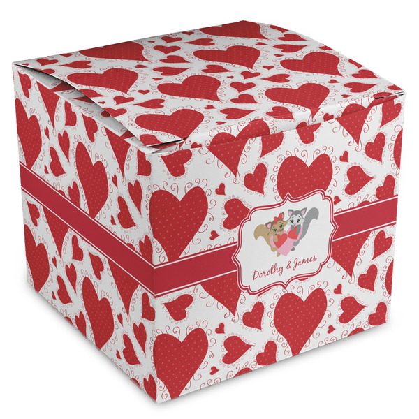 Custom Cute Squirrel Couple Cube Favor Gift Boxes (Personalized)