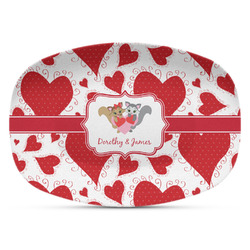 Cute Squirrel Couple Plastic Platter - Microwave & Oven Safe Composite Polymer (Personalized)