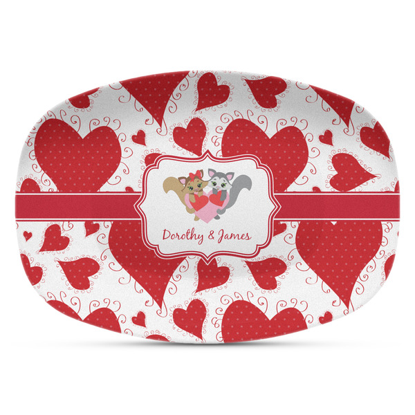 Custom Cute Squirrel Couple Plastic Platter - Microwave & Oven Safe Composite Polymer (Personalized)