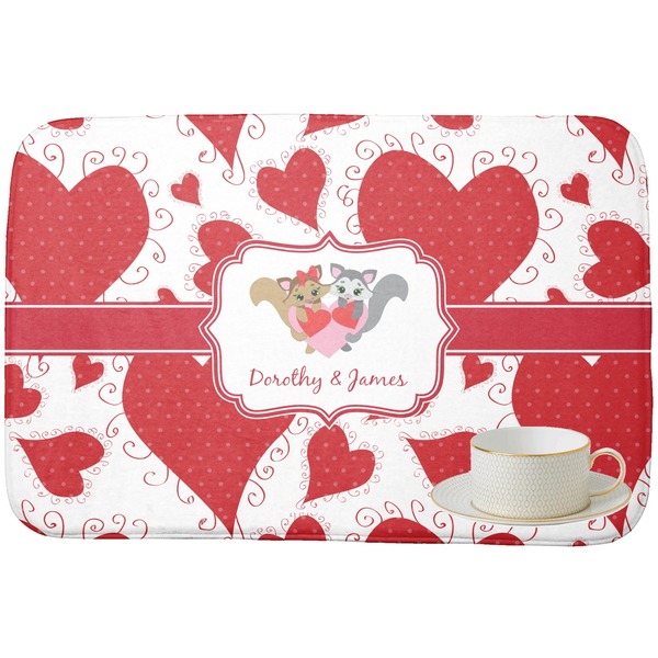 Cute Raccoon Couple Dish Drying Mat