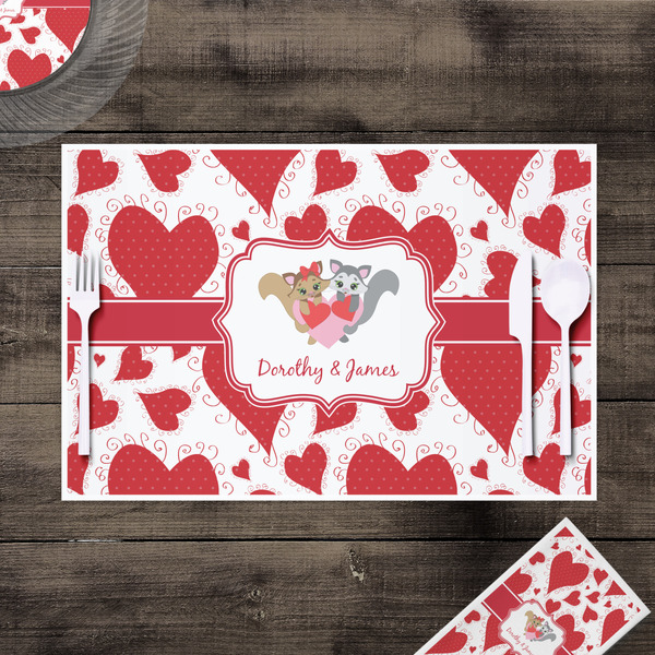 Cute Squirrel Couple Disposable Paper Placemat - In Context