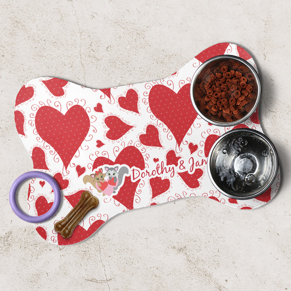 Cute Squirrel Couple Dog Bone Shaped Mat Lifestyle