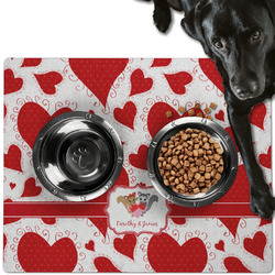 Cute Squirrel Couple Dog Food Mat - Large w/ Couple's Names
