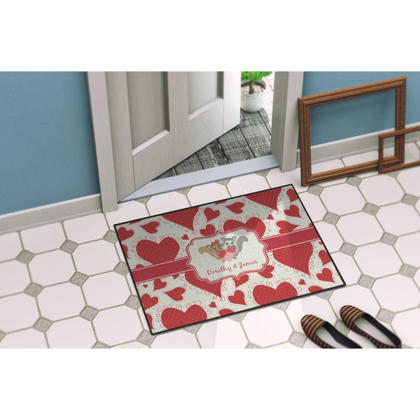 Cute Squirrel Couple Door Mat Lifestyle