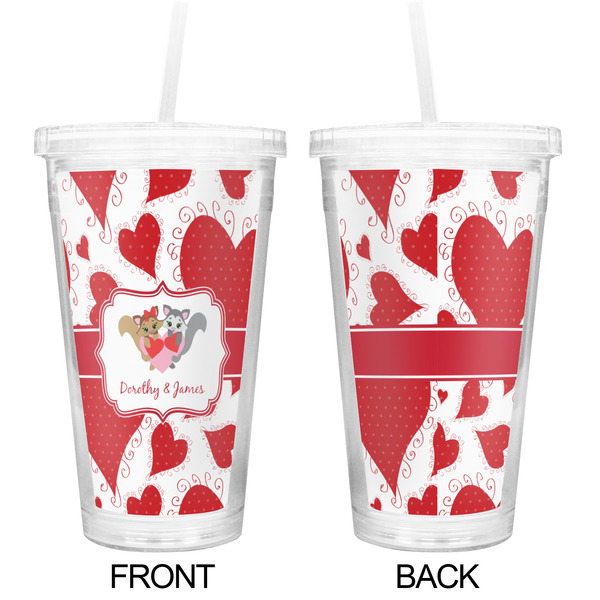 Cute Squirrel Couple Double Wall Tumbler with Straw - Approval