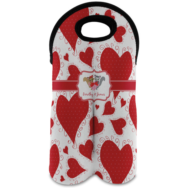 Custom Cute Raccoon Couple Wine Tote Bag (2 Bottles) (Personalized)