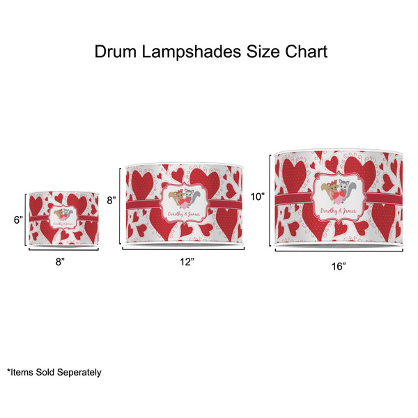 Cute Squirrel Couple Drum Lampshades - Sizing Chart