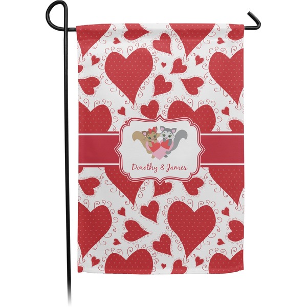 Custom Cute Squirrel Couple Small Garden Flag - Double Sided w/ Couple's Names
