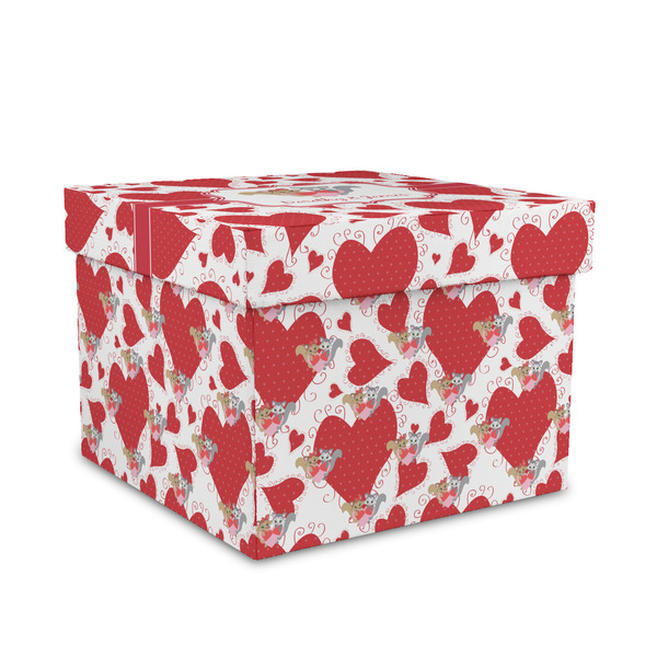 Custom Cute Squirrel Couple Gift Box with Lid - Canvas Wrapped - Medium (Personalized)