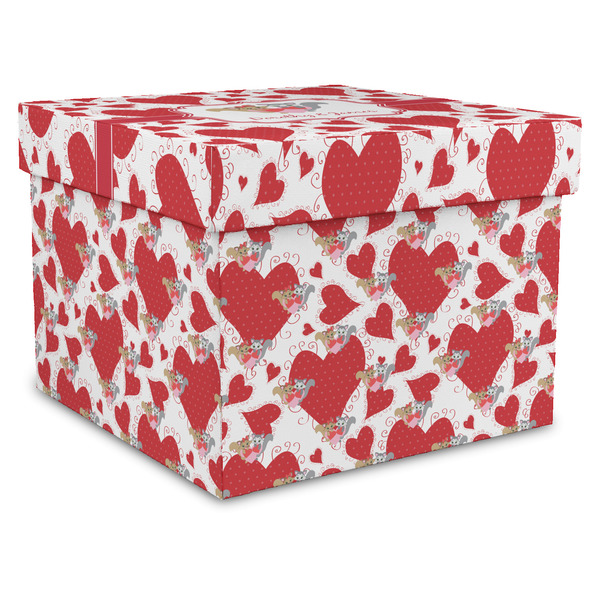 Custom Cute Squirrel Couple Gift Box with Lid - Canvas Wrapped - X-Large (Personalized)