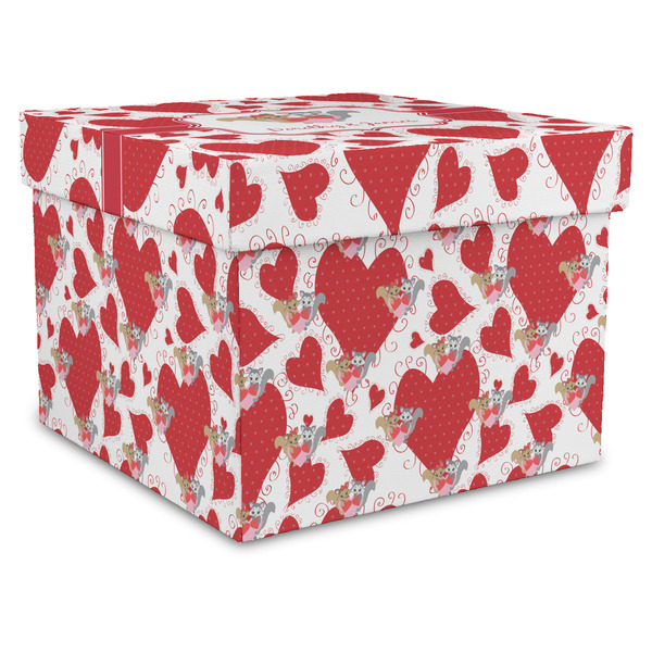 Custom Cute Squirrel Couple Gift Box with Lid - Canvas Wrapped - XX-Large (Personalized)