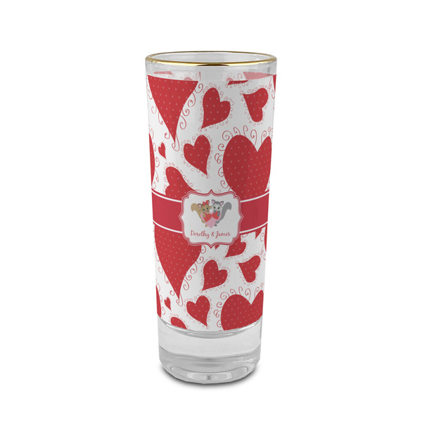 Custom Cute Squirrel Couple 2 oz Shot Glass - Glass with Gold Rim (Personalized)