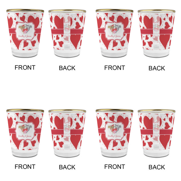 Cute Squirrel Couple Glass Shot Glass - with gold rim - Set of 4 - APPROVAL